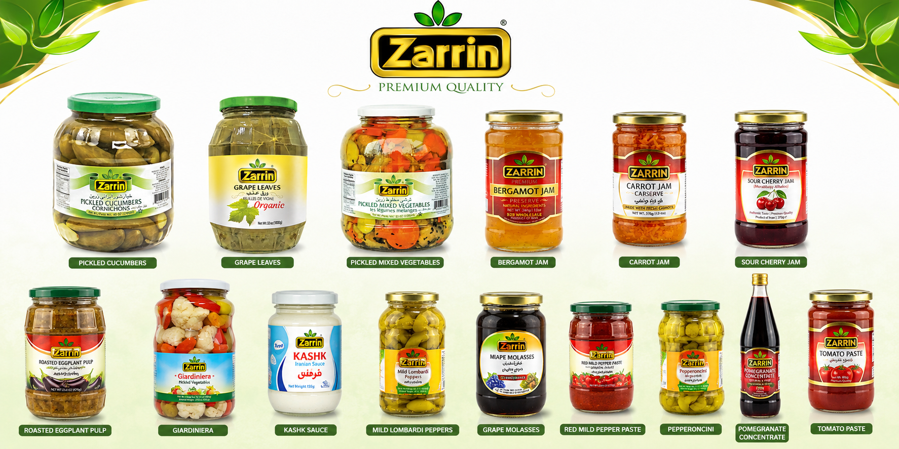 Zarrin pantry and grocery products available for wholesale account review